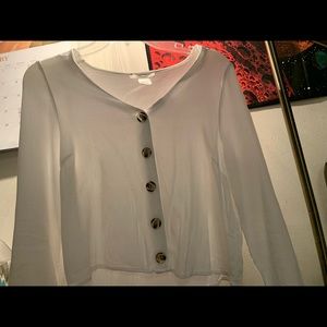 white solid button-up blouse